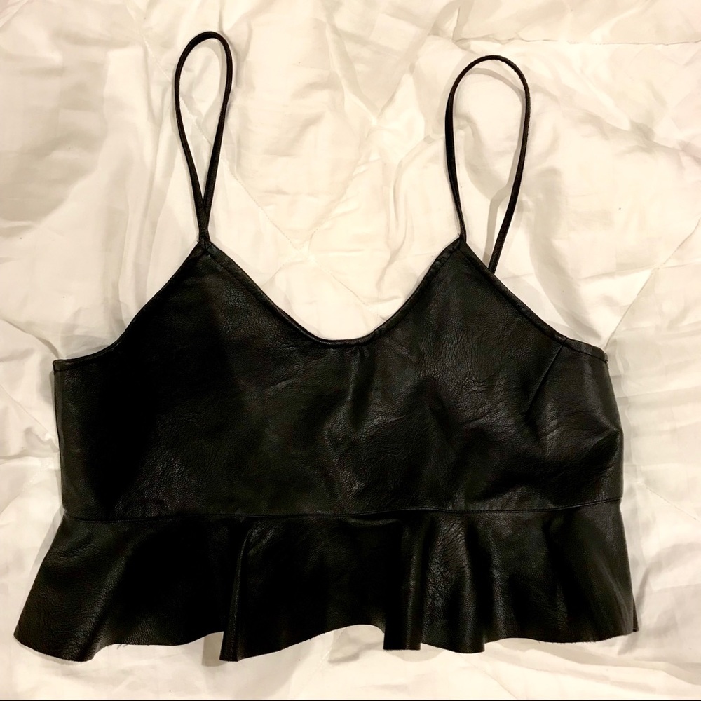 Zara black faux leather strap cami size M